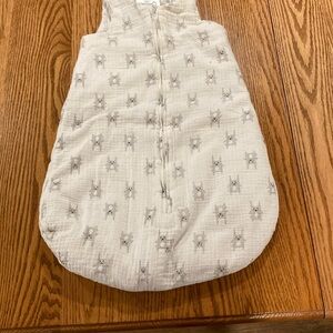 aden + anais White and Gray Sleep Sack with Zipper Closure